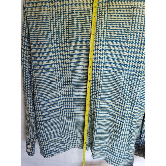 Vtg Ciaosport Ltd. Women’s Teal & Beige Houndstooth Blazer Silk and Cotton Sz 12 - Picture 11 of 12